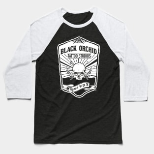 Black orchid tattoo skull Baseball T-Shirt